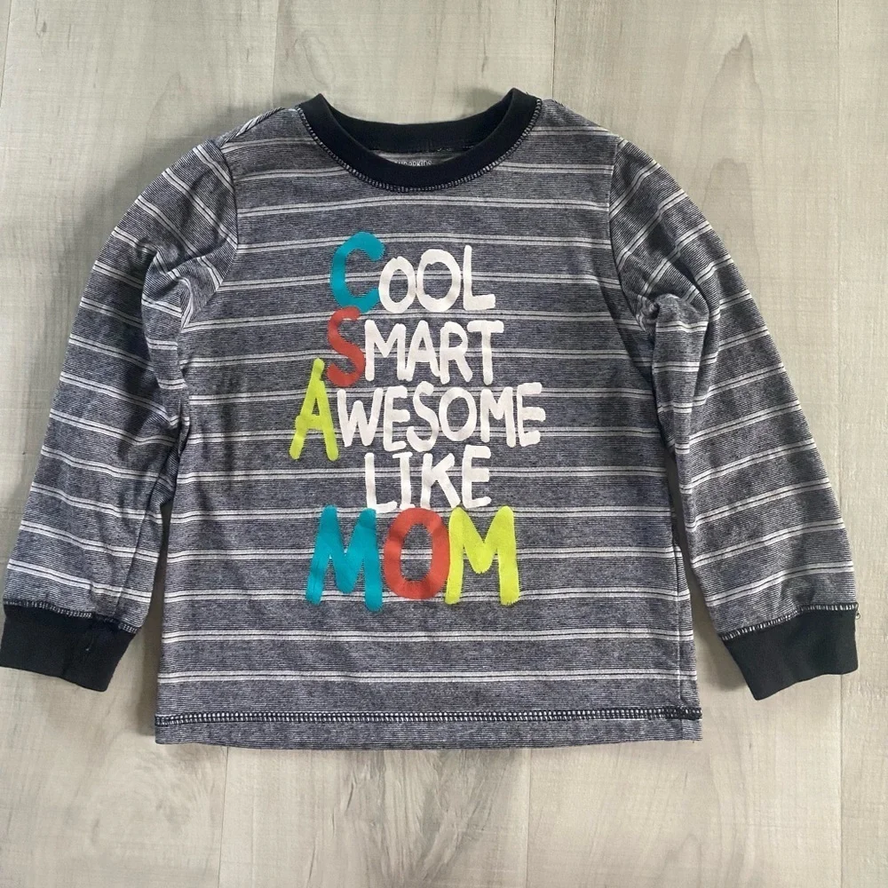 Wounderkids Striped Gray Kids Shirt with Colorful Print size 5T